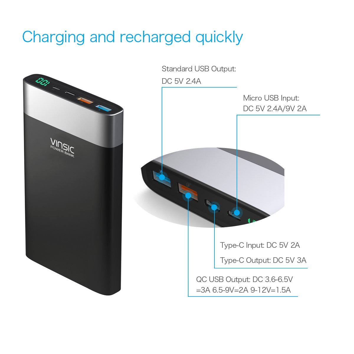 Ultra Sottile 20000mah Power Banks Portable Mobile Charger Power Bank