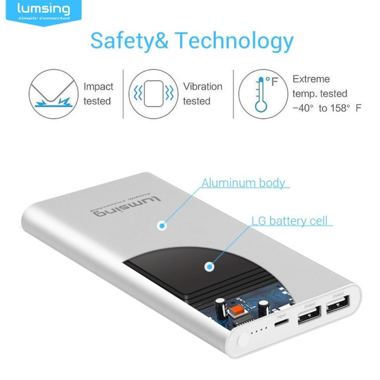 Lumsing 12000mAh Battery Pack External Portable Charger iPhone Apple ...