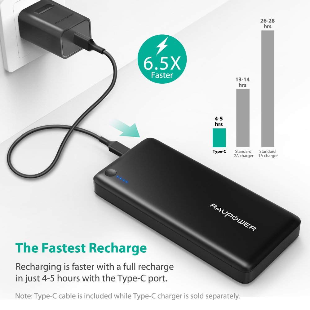 bekymring dansk Match USB C Power Bank RAVPower 26800 PD Portable Charger 26800mAh(Faster  Recharged in 4.5 Hours &USB-C Input, 30W Type-C Output)for Nintendo Switch,  USB Type-C Laptops, 2016 MacBook Power Delivery Support - CHARGE WITH