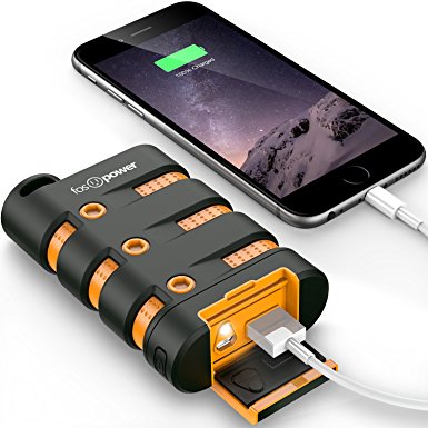 FosPower PowerActive 10200 mAh Power Bank - 2.1A USB Output  [Water/Shock/Dust Proof] Rugged Heavy Duty Portable Battery Charger for  iPhone/iPad, Android Smartphones, Tablets & MP3 - CHARGE WITH POWER