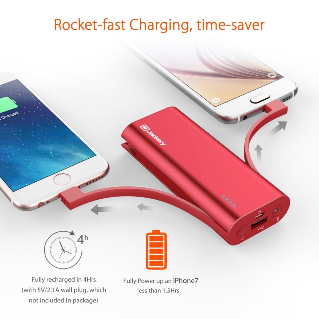 [Limited RED] Jackery Bolt 6,000mAh Portable Charger Built-in Lightning ...