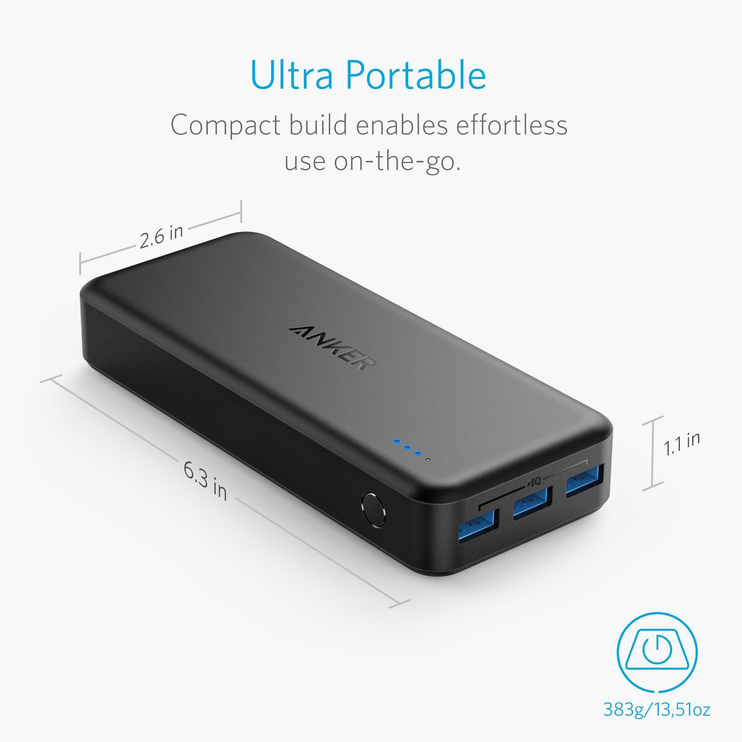 Anker PowerCore II 20000 Portable Charger, 20000mah Power Bank with 3  PowerIQ, 6A Output, Dual Input and 4A Fast Recharging - CHARGE WITH POWER