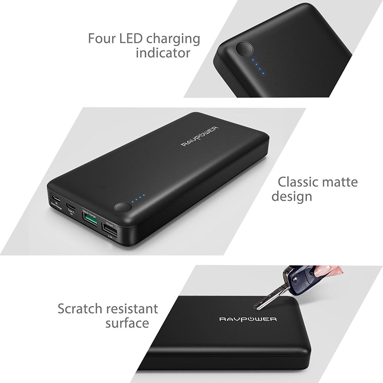 RAVPower 12000mAh Quick Charge Portable Charger for iPhone 7