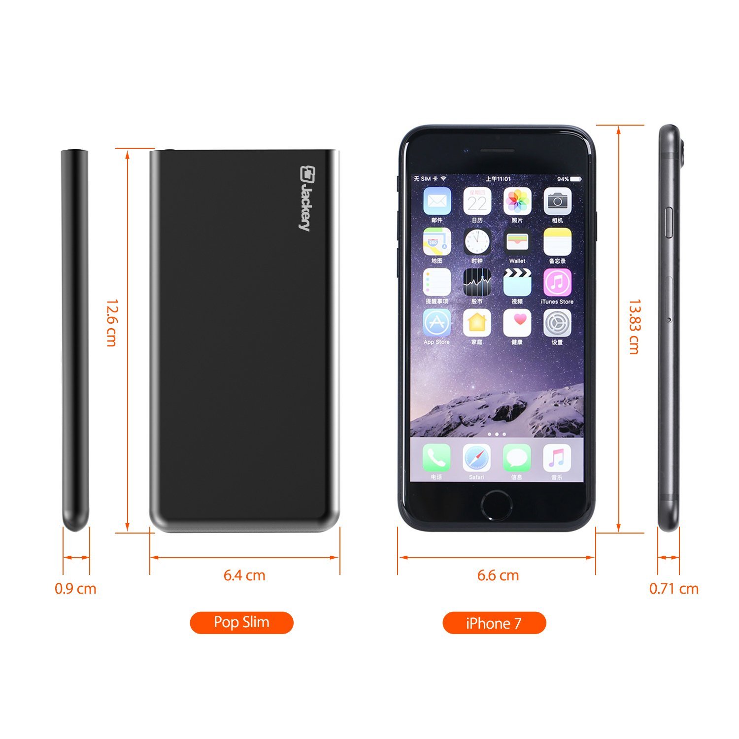 Eigenlijk opleggen Het strand As Slim as iPhone] Jackery Pop Slim 5000mAh External Battery Pack  Ultra-Slim lightweight Charger Portable Powerbank with Aluminum Shell For  iPhone 6 iPhone 6s iPhone 7/7 Plus - CHARGE WITH POWER